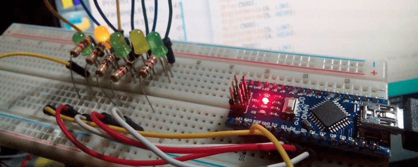 Arduino Nano on bread board.